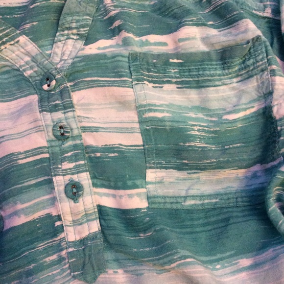 Torrid 3/4 sleeve long blouse turquoise/white - Picture 5 of 9